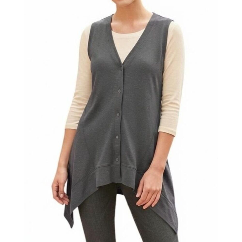 LOGO Lounge by Lori goldstein Button Front Asymmetrical Vest, NWOT! Size 3X